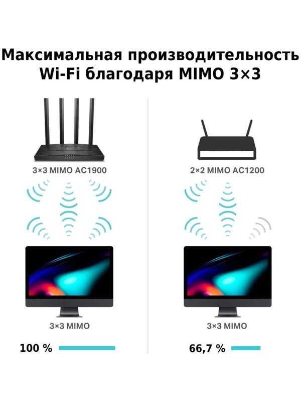 Роутер беспроводной TP-Link Archer C80 AC1900, 1000 Мбит/с, 4 порта, чёрный