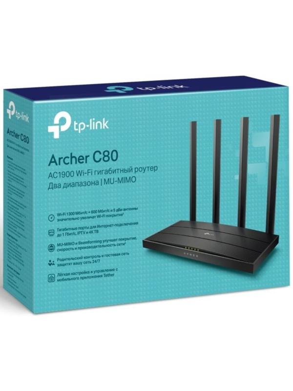 Роутер беспроводной TP-Link Archer C80 AC1900, 1000 Мбит/с, 4 порта, чёрный