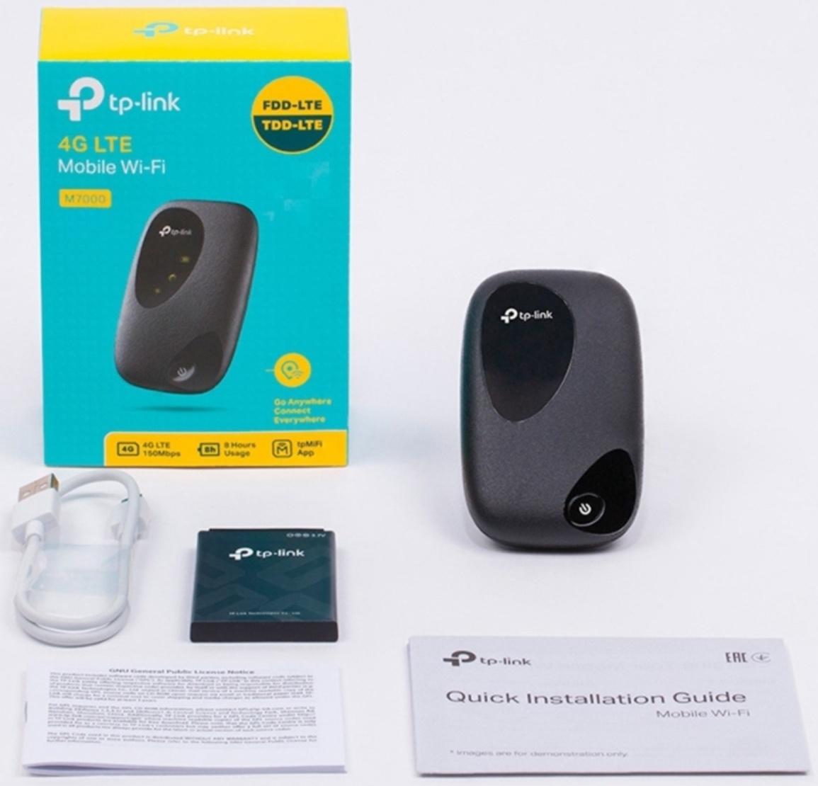 Wi-Fi роутер TP-Link M7000, мобильный, 300 Мбит/с, 150 Мбит/с, 4G, чёрный