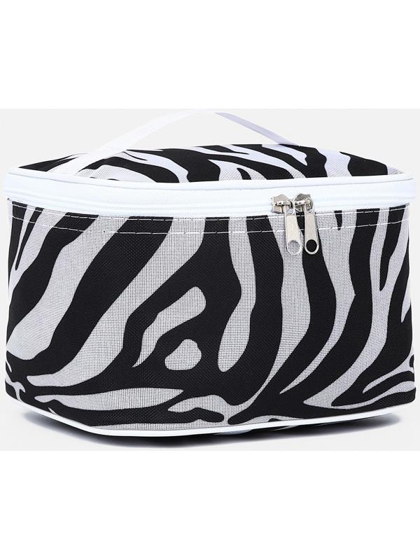 Косметичка на молнии, цвет чёрный/белый