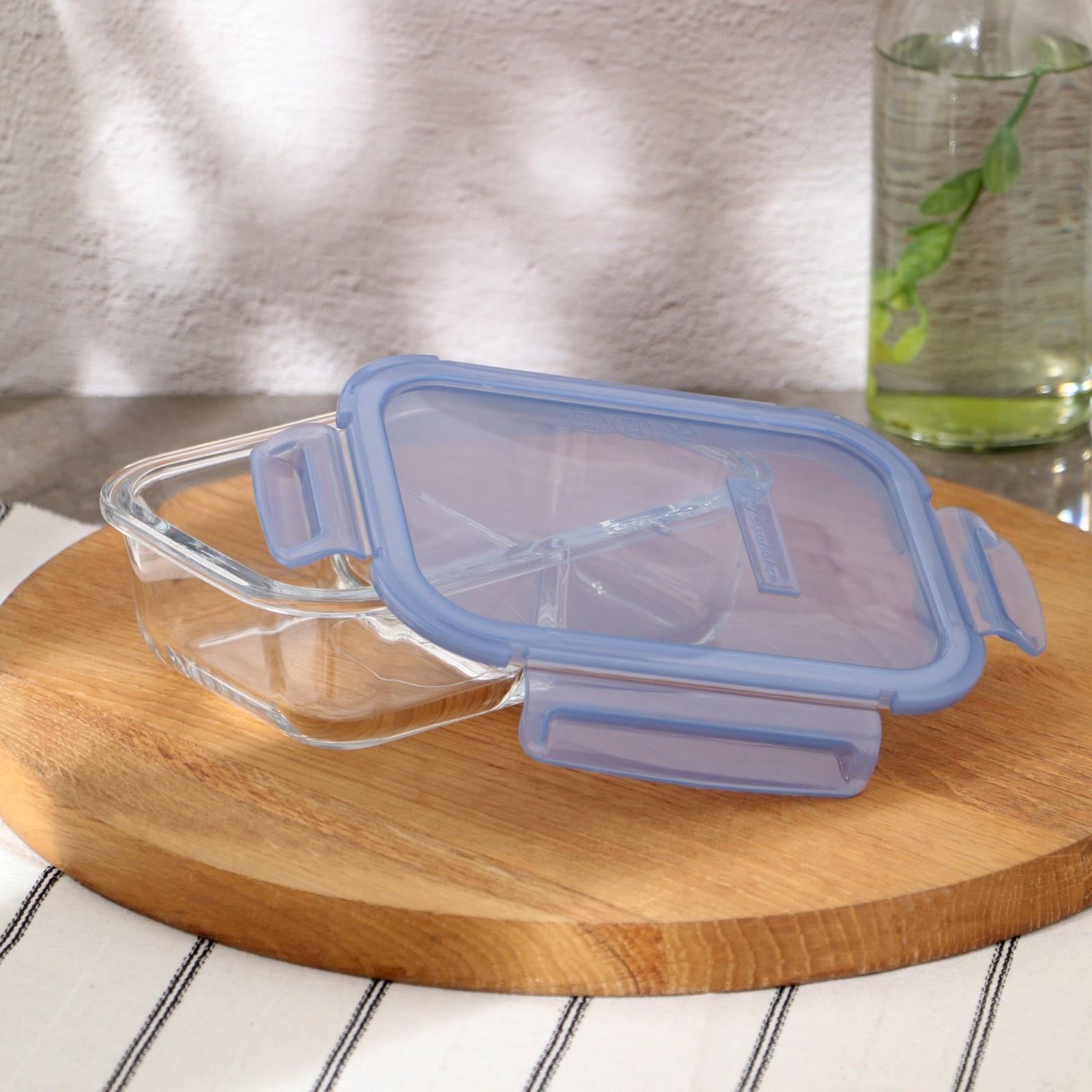 Контейнер стеклянный Lockie&Lock Food, с крышкой, 600 мл, цвет синий