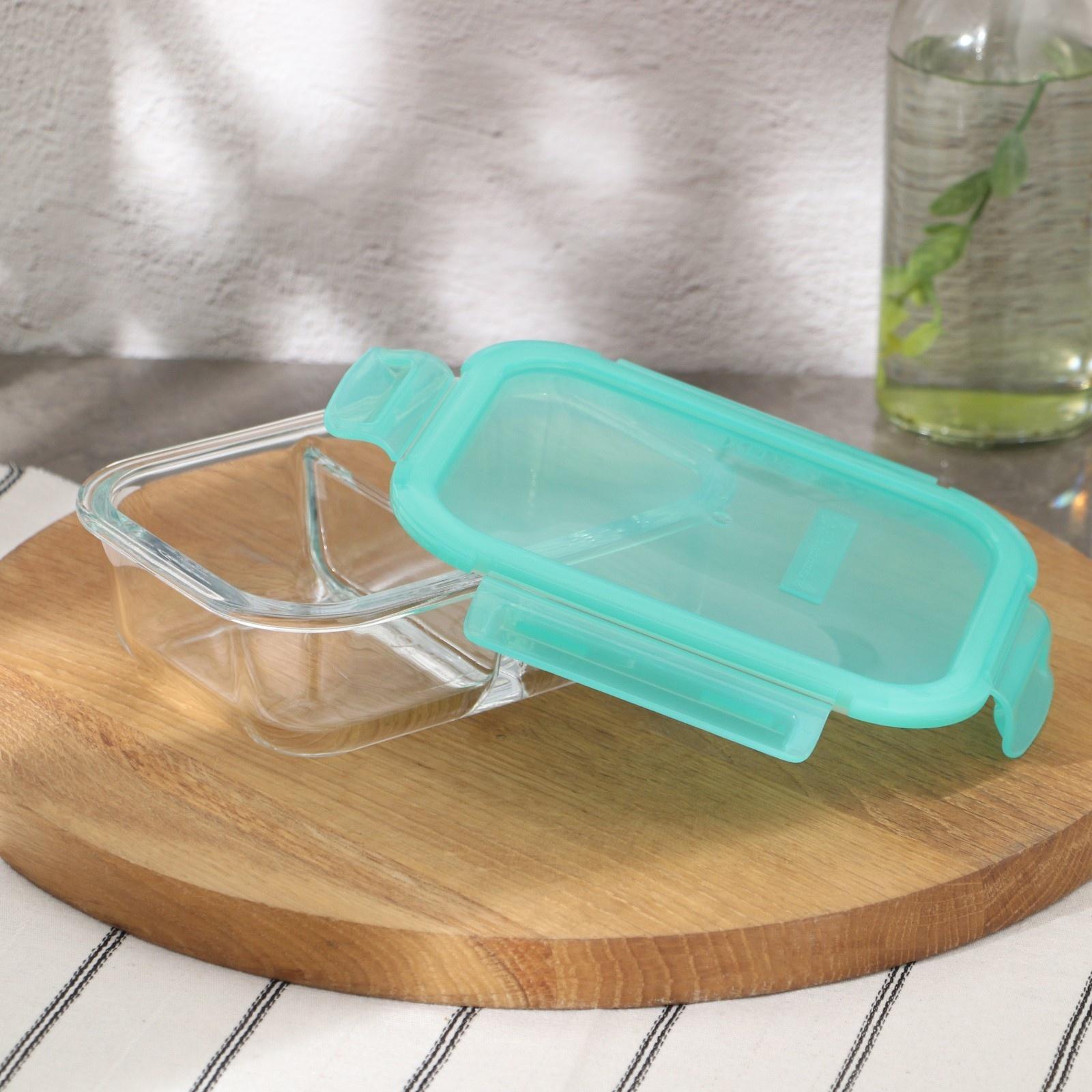 Контейнер стеклянный Lockie&Lock Food, с крышкой, 600 мл, цвет бирюзовый