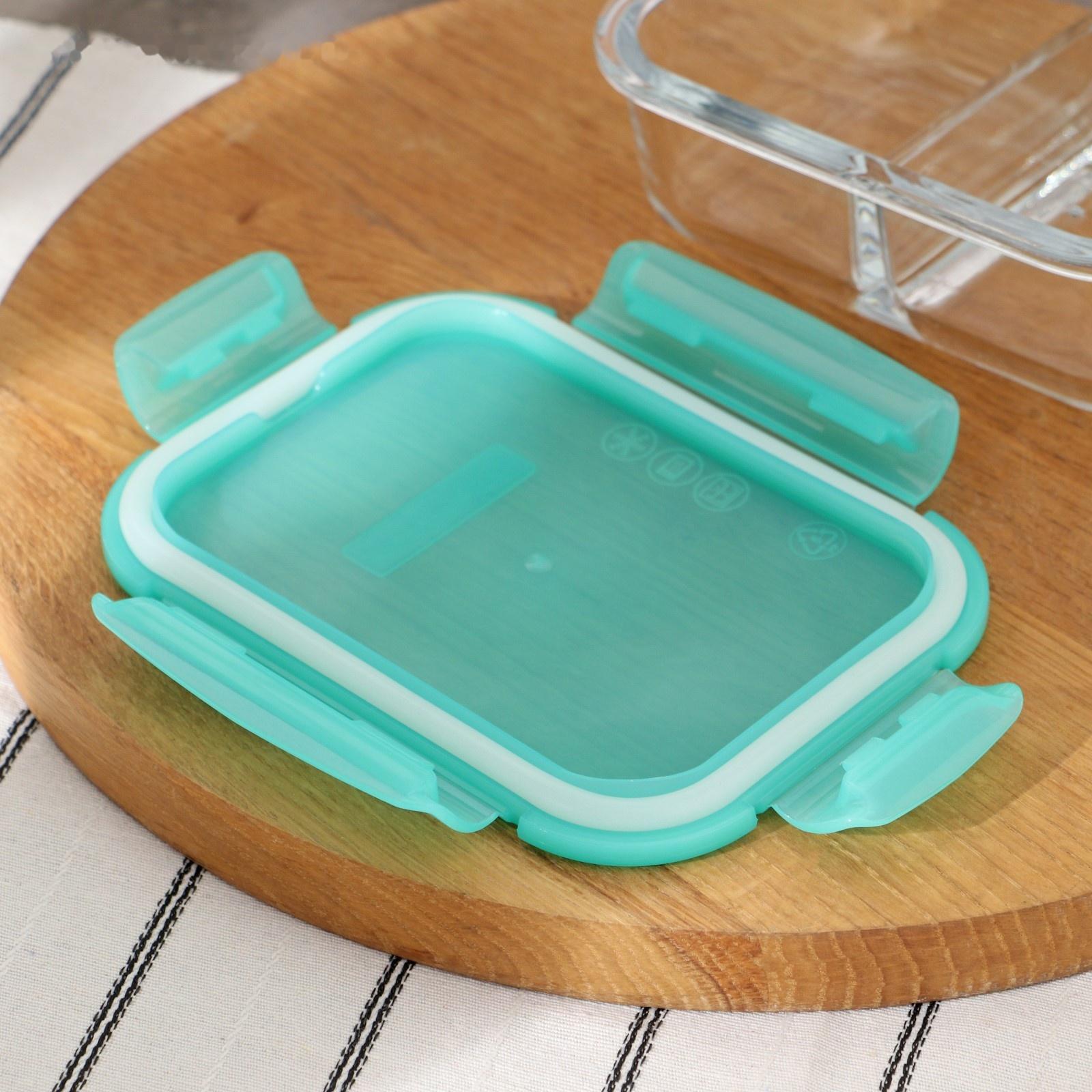 Контейнер стеклянный Lockie&Lock Food, с крышкой, 600 мл, цвет бирюзовый