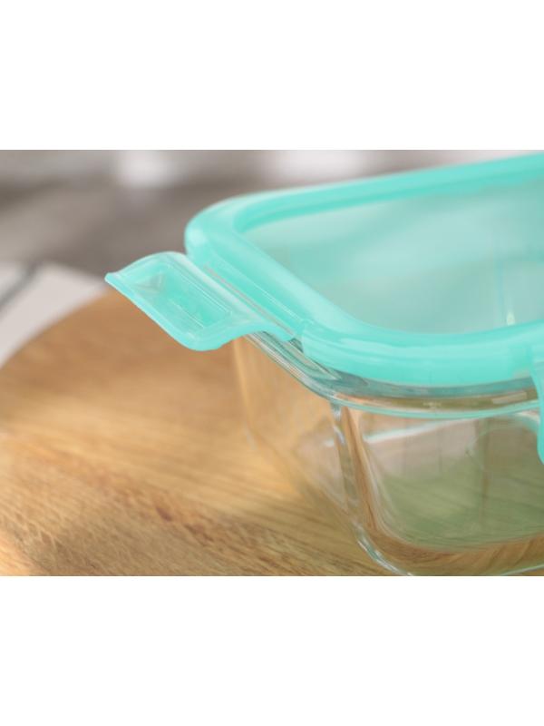 Контейнер стеклянный Lockie&Lock Food, с крышкой, 600 мл, цвет бирюзовый