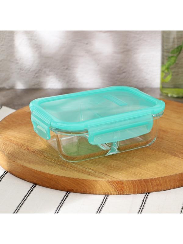 Контейнер стеклянный Lockie&Lock Food, с крышкой, 600 мл, цвет бирюзовый