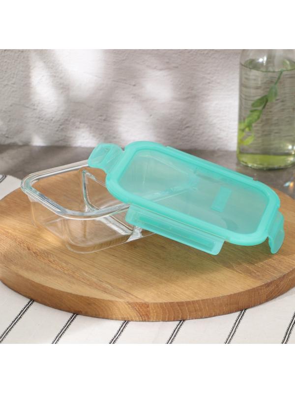 Контейнер стеклянный Lockie&Lock Food, с крышкой, 600 мл, цвет бирюзовый