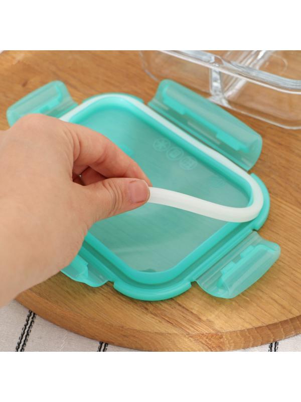 Контейнер стеклянный Lockie&Lock Food, с крышкой, 600 мл, цвет бирюзовый