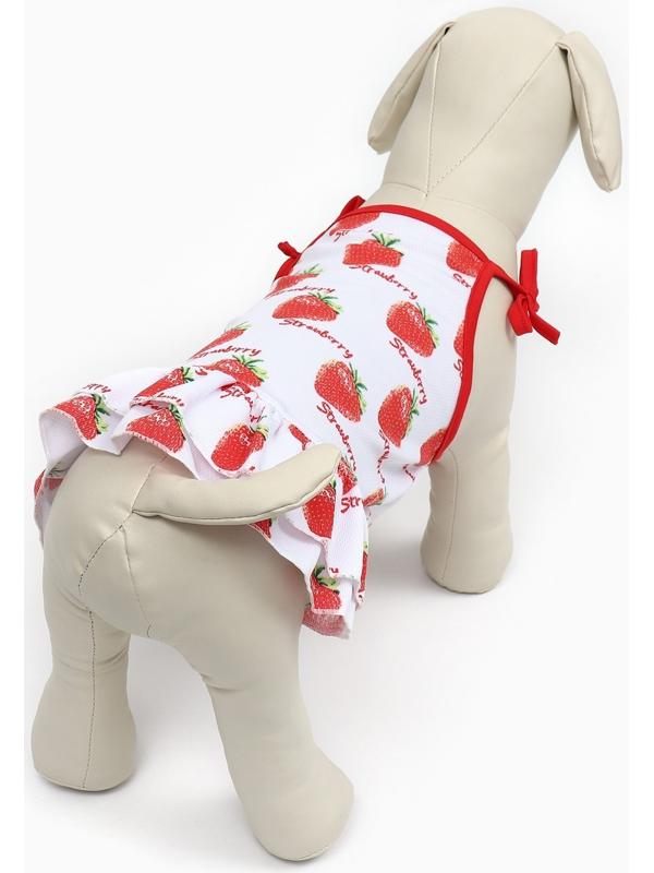 Платье для животных Клубничка», XS (ДС 20, ОГ 30 см), белое