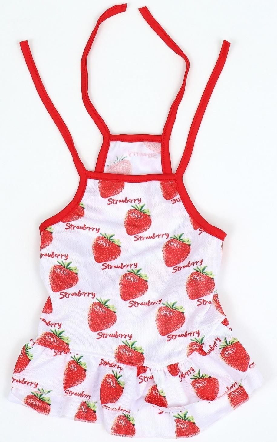 Платье для животных Клубничка», XL (ДС 40, ОГ 50 см), белое