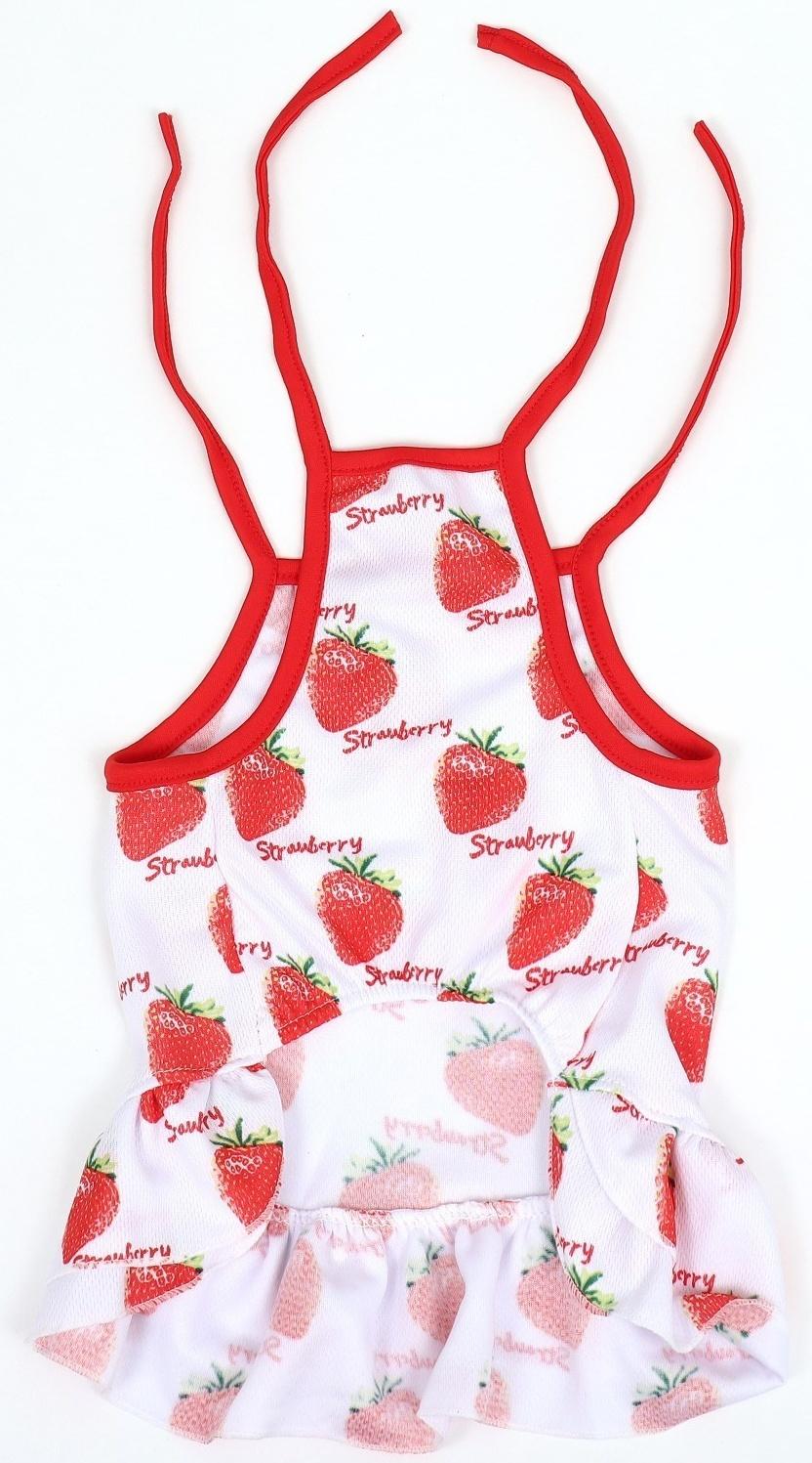 Платье для животных Клубничка», XL (ДС 40, ОГ 50 см), белое