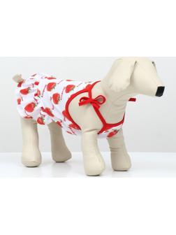 Платье для животных Клубничка», XL (ДС 40, ОГ 50 см), белое