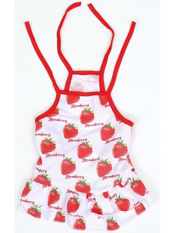 Платье для животных Клубничка», XL (ДС 40, ОГ 50 см), белое