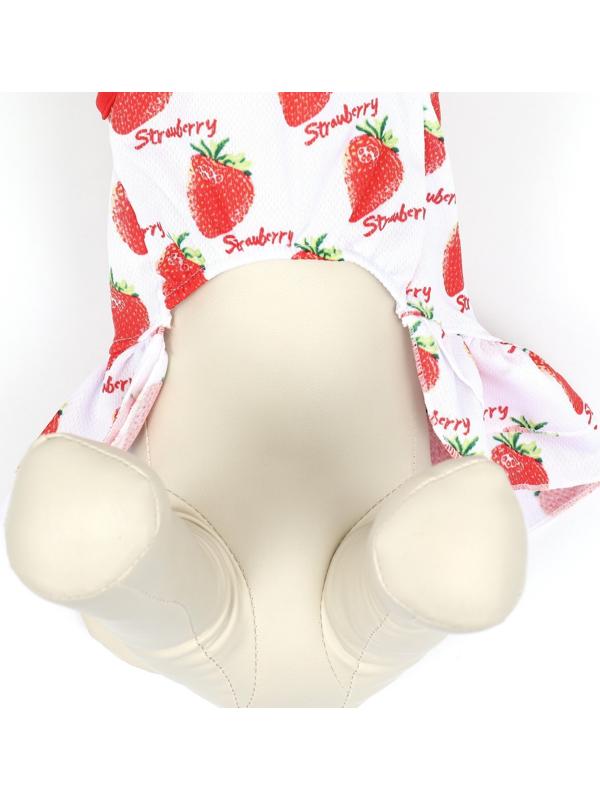 Платье для животных Клубничка», XL (ДС 40, ОГ 50 см), белое