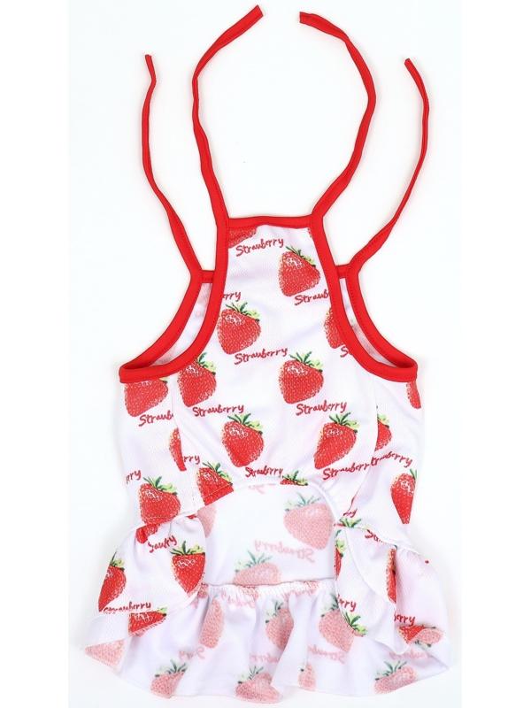 Платье для животных Клубничка», XL (ДС 40, ОГ 50 см), белое