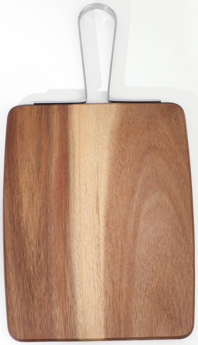 Доска разделочная с металлической ручкой, 35,8×20×1,6 см, тропическая акация