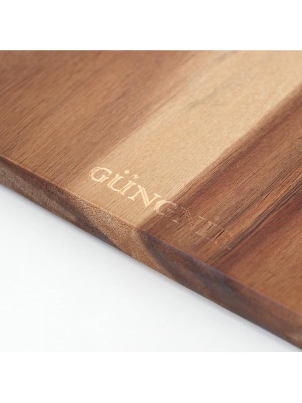 Доска разделочная с металлической ручкой, 35,8×20×1,6 см, тропическая акация