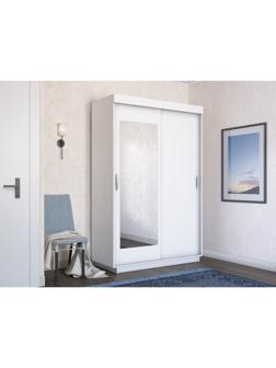 Шкаф-купе «Лайт», 1000×595×2120 мм, 2-х дверный, ЛДСП / зеркало, цвет белый снег