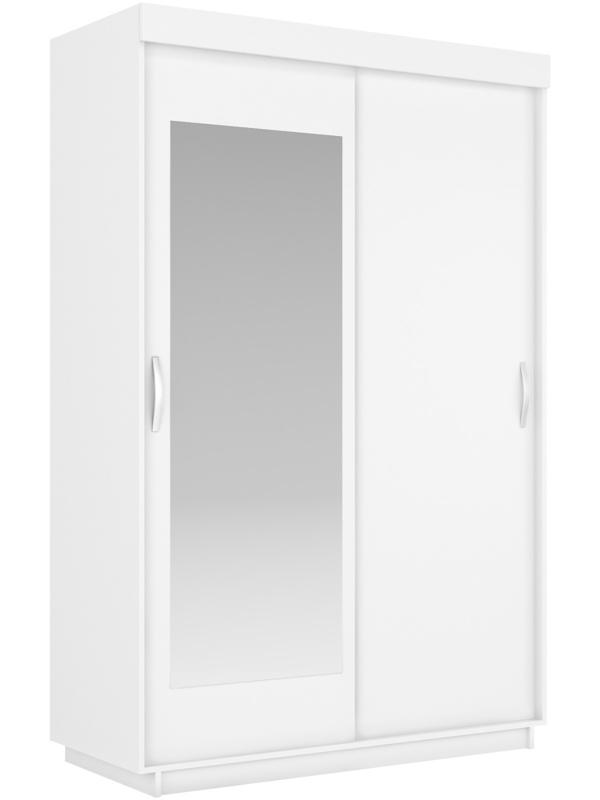 Шкаф-купе «Лайт», 1000×595×2120 мм, 2-х дверный, ЛДСП / зеркало, цвет белый снег