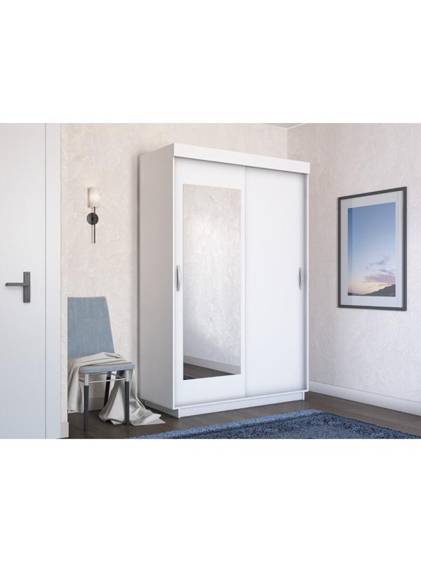 Шкаф-купе «Лайт», 1000×595×2120 мм, 2-х дверный, ЛДСП / зеркало, цвет белый снег