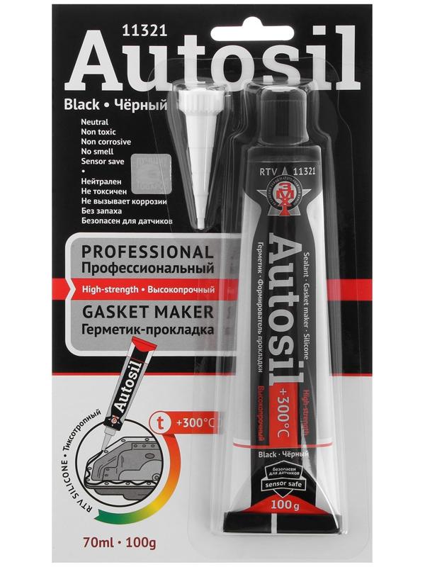 Автогерметик прокладок силиконовый, высокопрочный Автосил, черный, 100 г