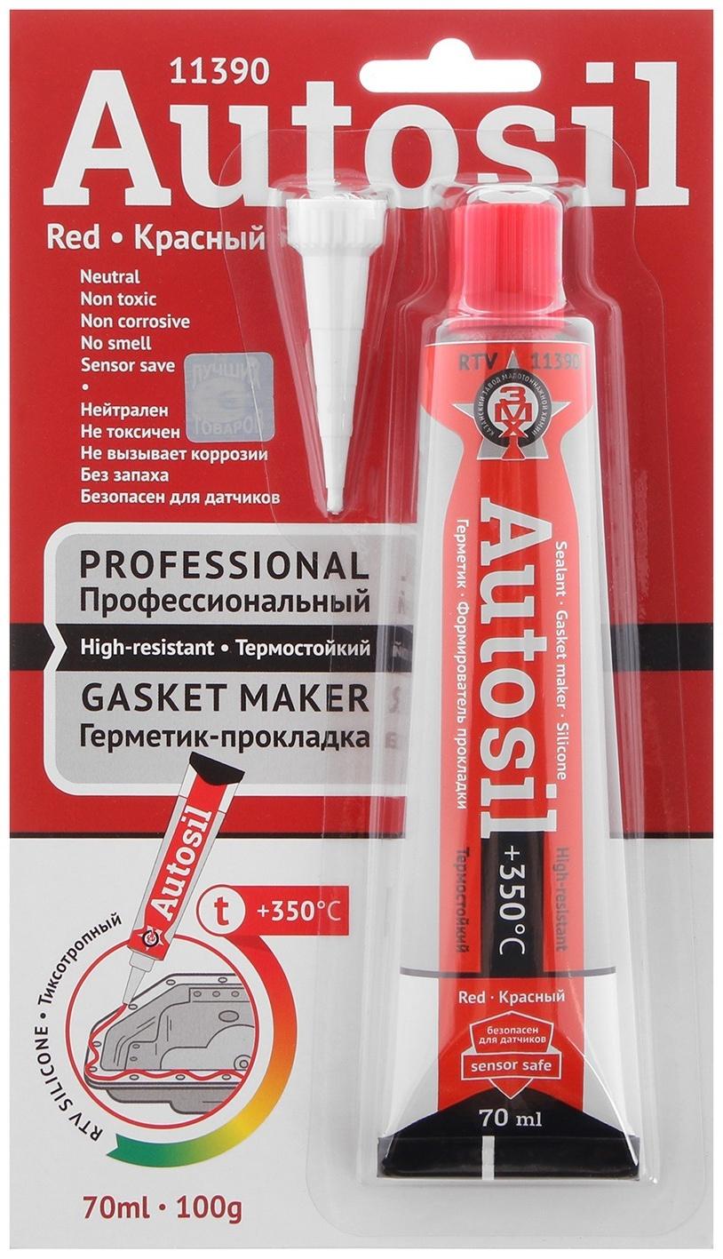 Автогерметик прокладок силиконовый, высокопрочный Автосил, красный, 100 г