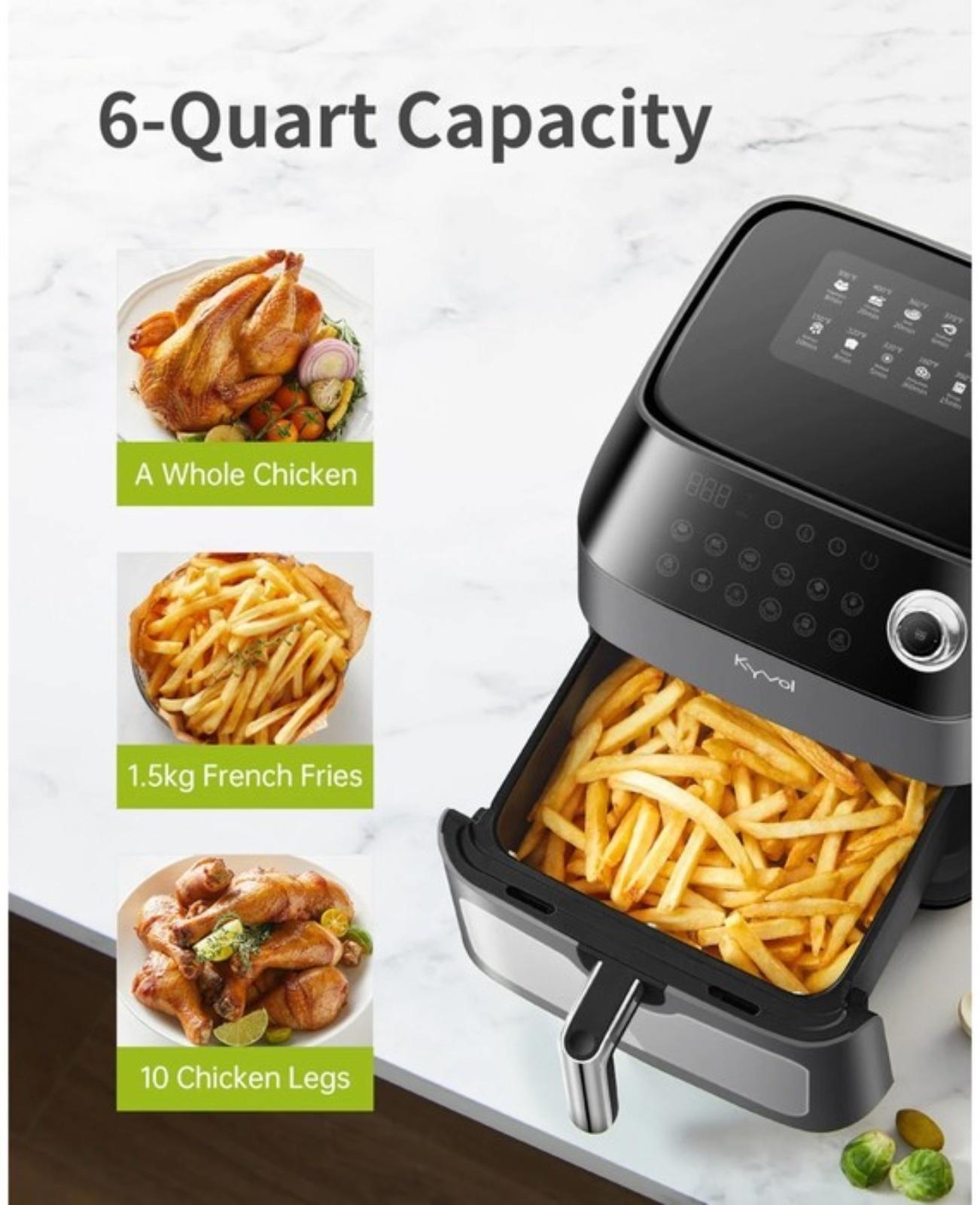 Аэрогриль Kyvol AF600, 5.5 л, 1350 Вт, 12 программ, 100-400 °С, чёрная