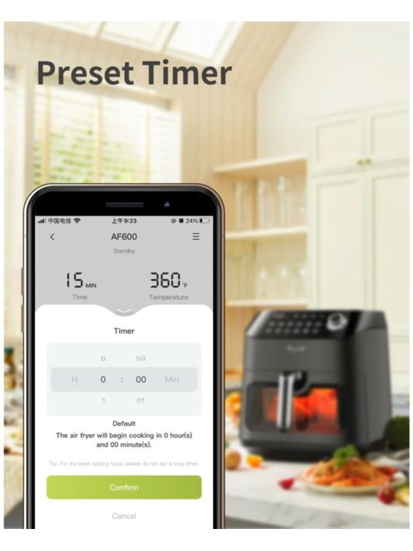 Аэрогриль Kyvol AF600, 5.5 л, 1350 Вт, 12 программ, 100-400 °С, чёрная