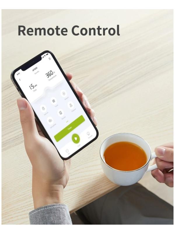 Аэрогриль Kyvol AF600, 5.5 л, 1350 Вт, 12 программ, 100-400 °С, чёрная