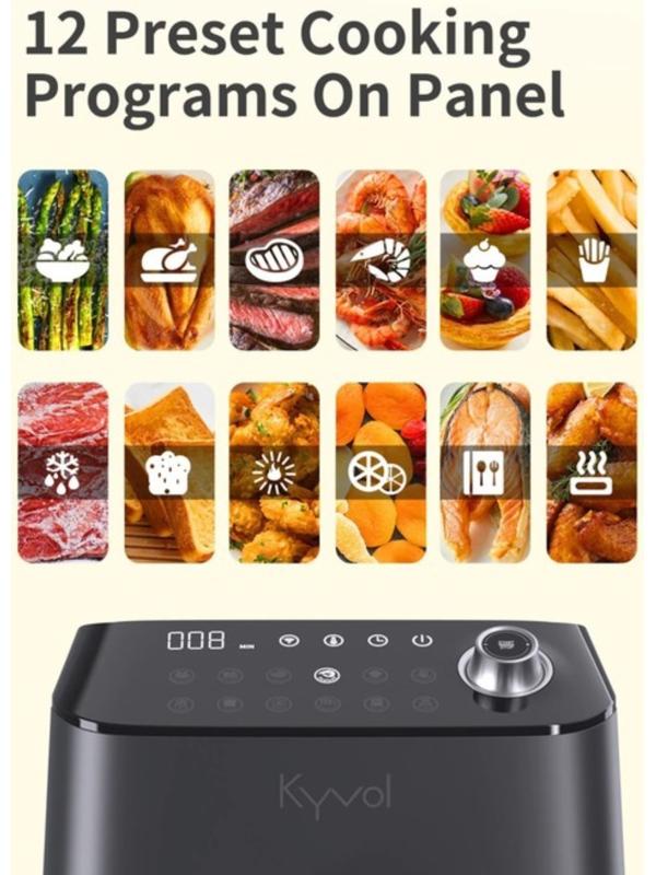 Аэрогриль Kyvol AF600, 5.5 л, 1350 Вт, 12 программ, 100-400 °С, чёрная