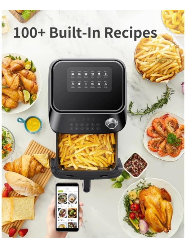 Аэрогриль Kyvol AF600, 5.5 л, 1350 Вт, 12 программ, 100-400 °С, чёрная