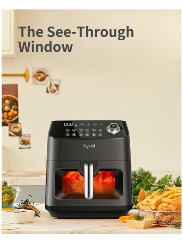 Аэрогриль Kyvol AF600, 5.5 л, 1350 Вт, 12 программ, 100-400 °С, чёрная