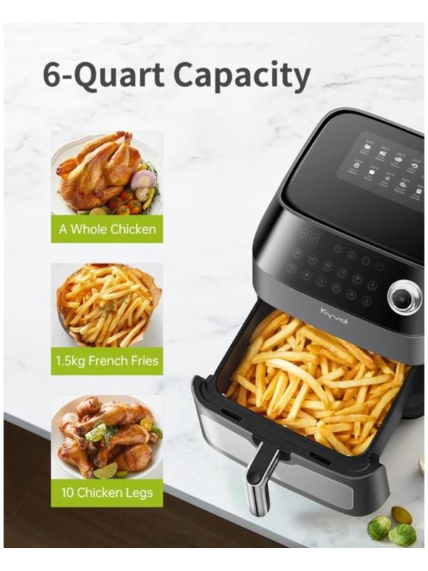 Аэрогриль Kyvol AF600, 5.5 л, 1350 Вт, 12 программ, 100-400 °С, чёрная