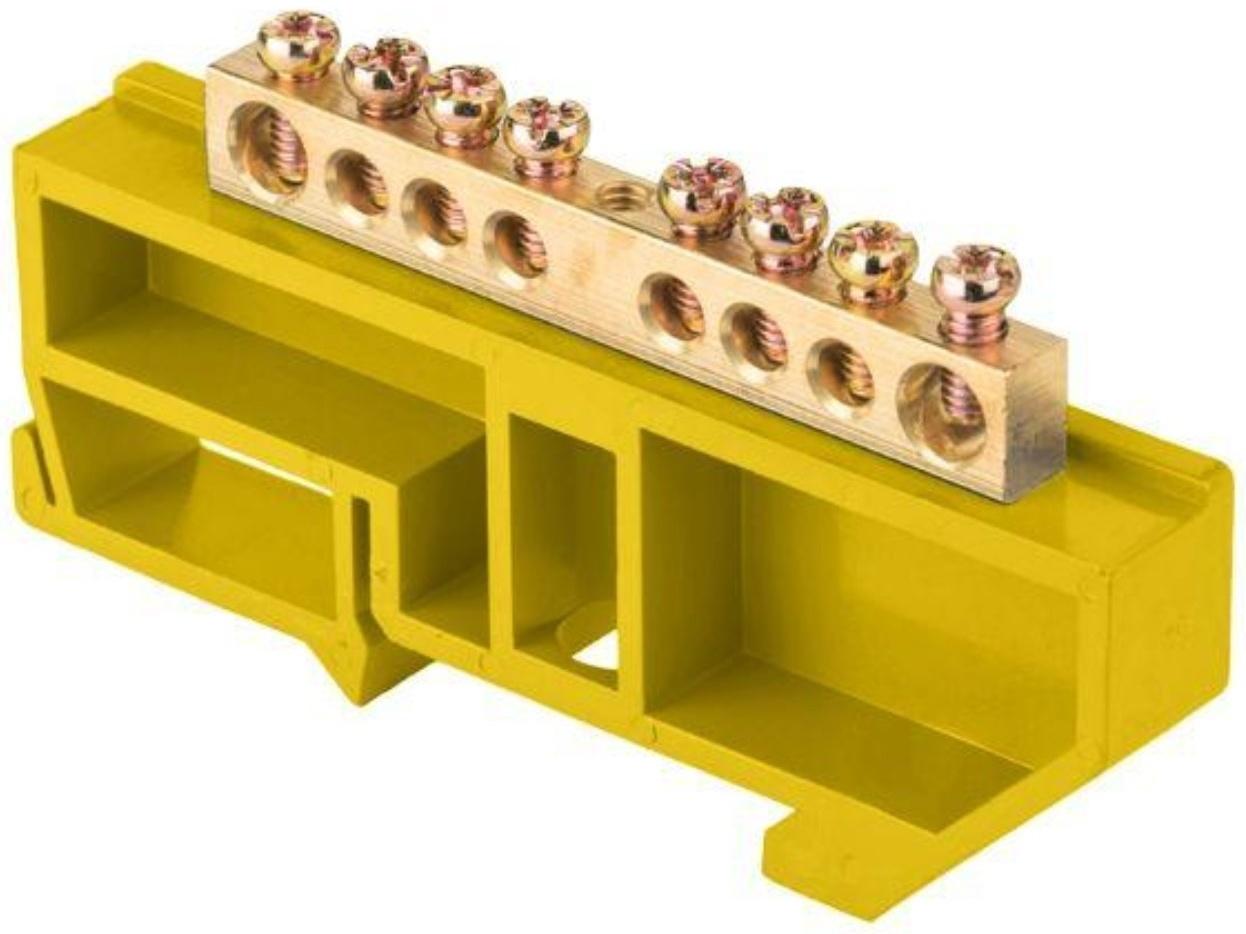 Шина нулевая EKF sn0-63-08-dz на DIN-рейку, жёлтый