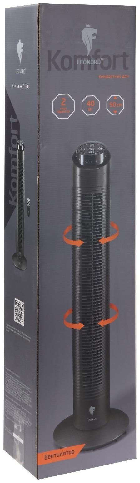 Вентилятор Leonord LE-1602, 40 Вт, 3 скорости, таймер, поворот 90°, пульт ДУ, чёрный
