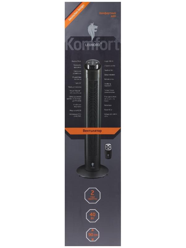 Вентилятор Leonord LE-1602, 40 Вт, 3 скорости, таймер, поворот 90°, пульт ДУ, чёрный