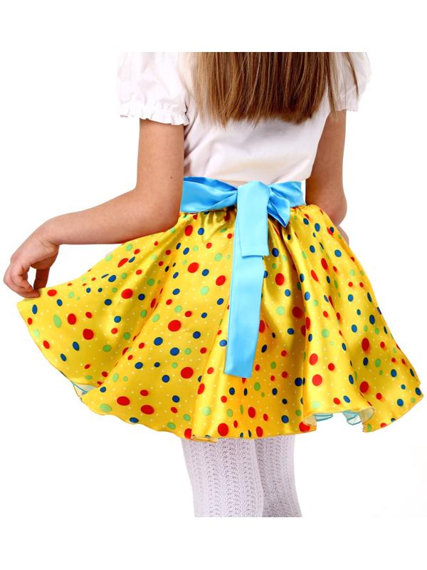 Карнавальный набор «Стиляги 7», юбка жёлтая в мелкий цветной горох, пояс, повязка, рост 110-116 см