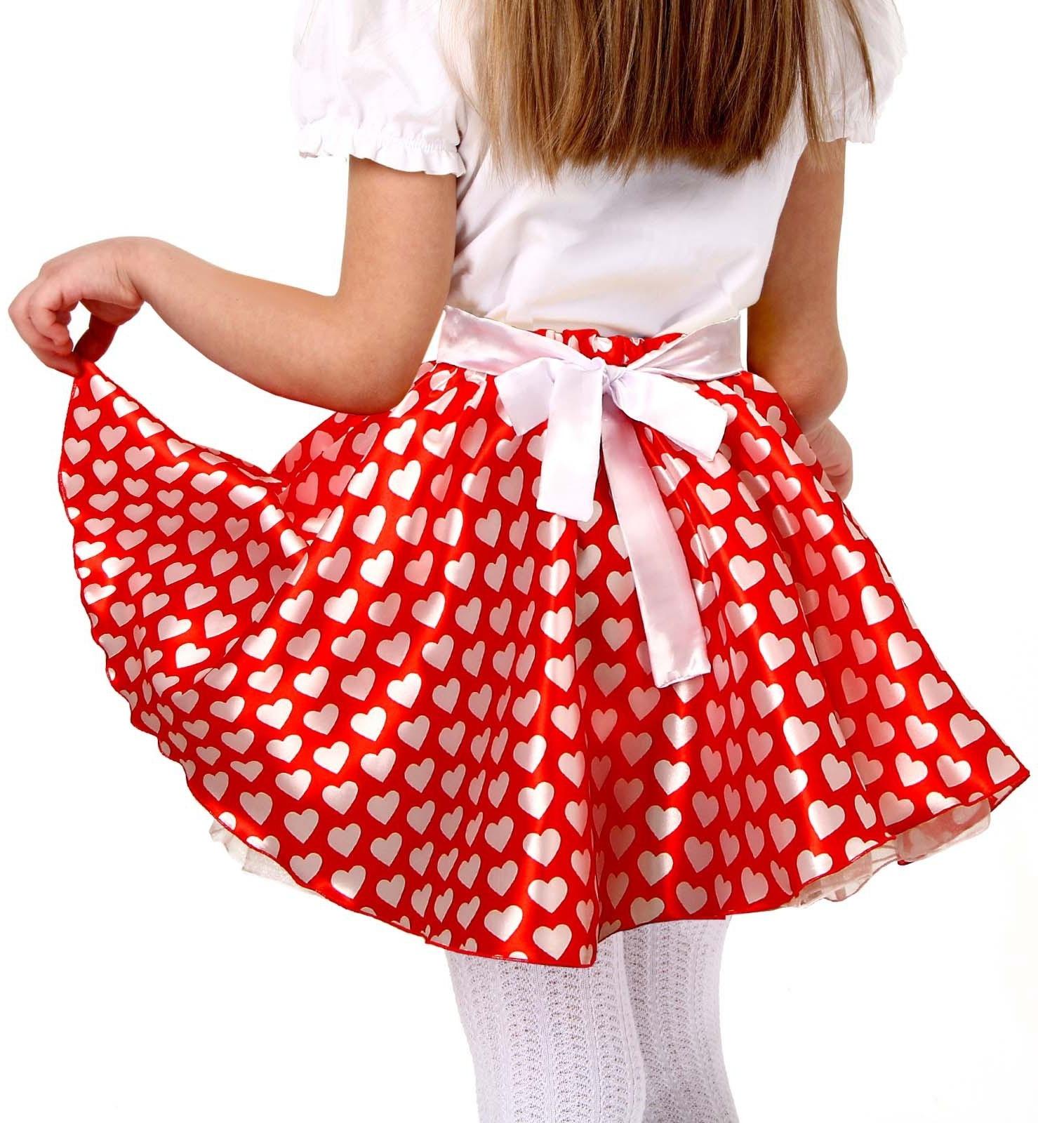 Карнавальный набор «Стиляги 3», юбка красная с белыми сердцами, пояс, повязка, рост 110-116 см