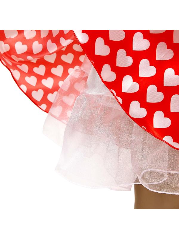Карнавальный набор «Стиляги 3», юбка красная с белыми сердцами, пояс, повязка, рост 110-116 см