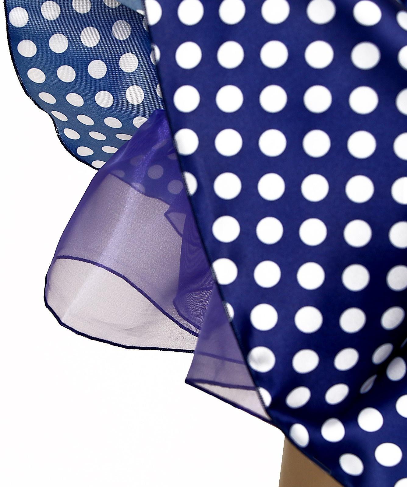 Карнавальный костюм «Стиляги 5», платье синее в белый горох, повязка, р. 30, рост 110-116 см