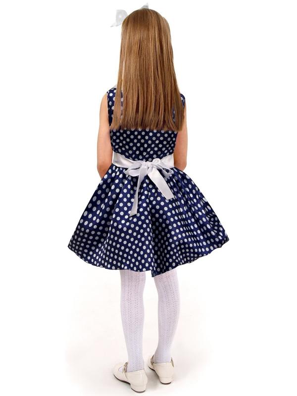 Карнавальный костюм «Стиляги 5», платье синее в белый горох, повязка, р. 36, рост 140 см