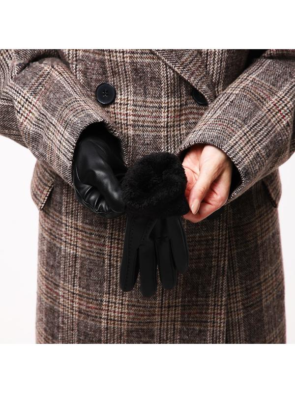 Перчатки женские, безразмерные, с утеплителем, цвет чёрный