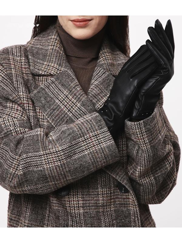 Перчатки женские, безразмерные, с утеплителем, цвет чёрный