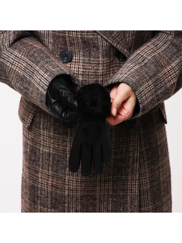 Перчатки женские, безразмерные, с утеплителем, цвет чёрный