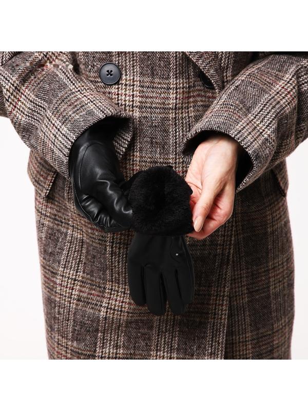 Перчатки женские, безразмерные, с утеплителем, цвет чёрный