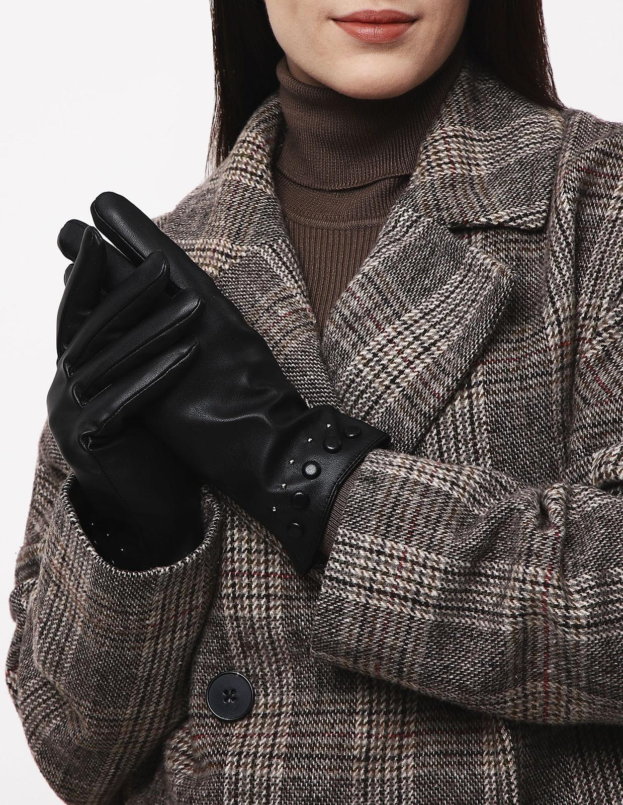 Перчатки женские, безразмерные, без утеплителя, цвет чёрный