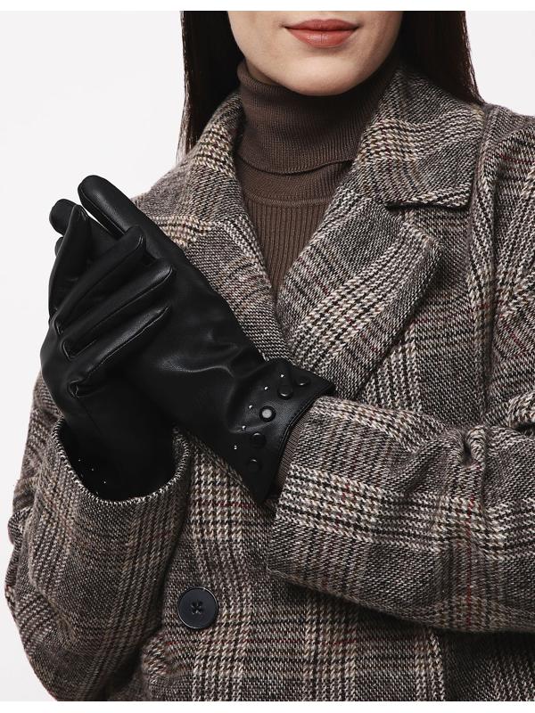 Перчатки женские, безразмерные, без утеплителя, цвет чёрный