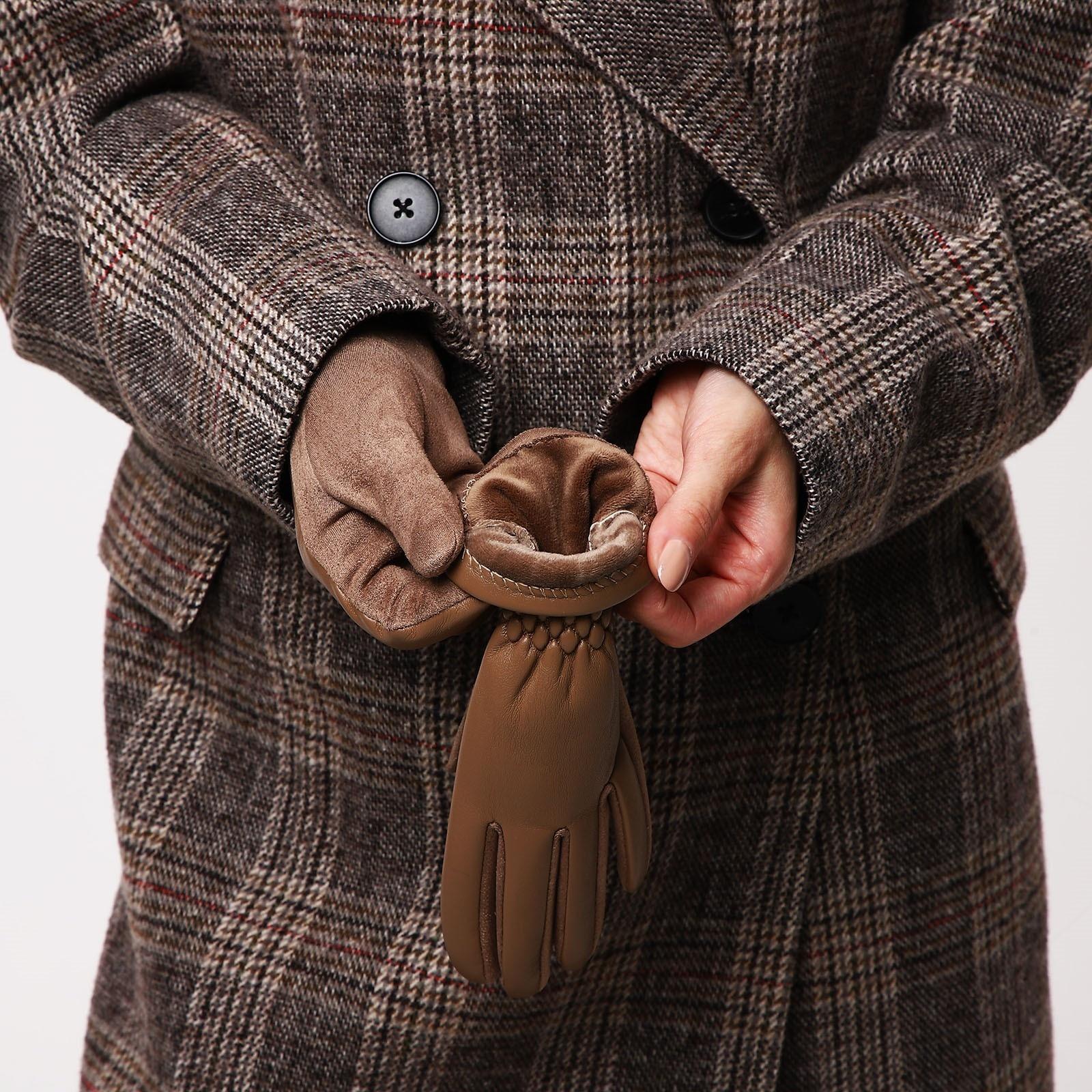 Перчатки женские, безразмерные, без утеплителя, цвет бежевый