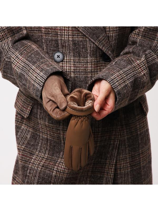 Перчатки женские, безразмерные, без утеплителя, цвет бежевый