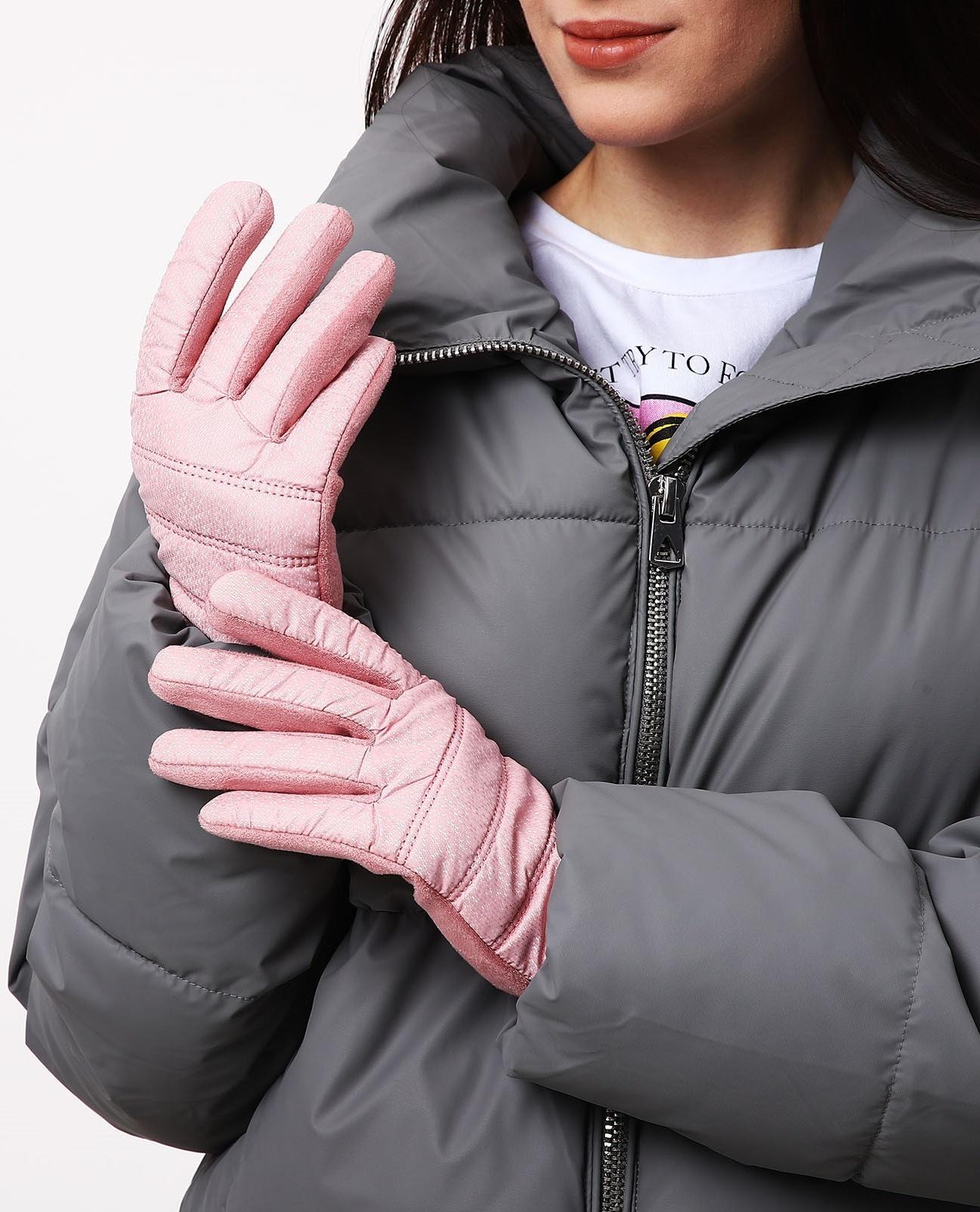 Перчатки женские, безразмерные, с утеплителем, цвет розовый