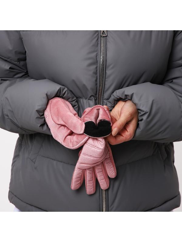 Перчатки женские, безразмерные, с утеплителем, цвет розовый